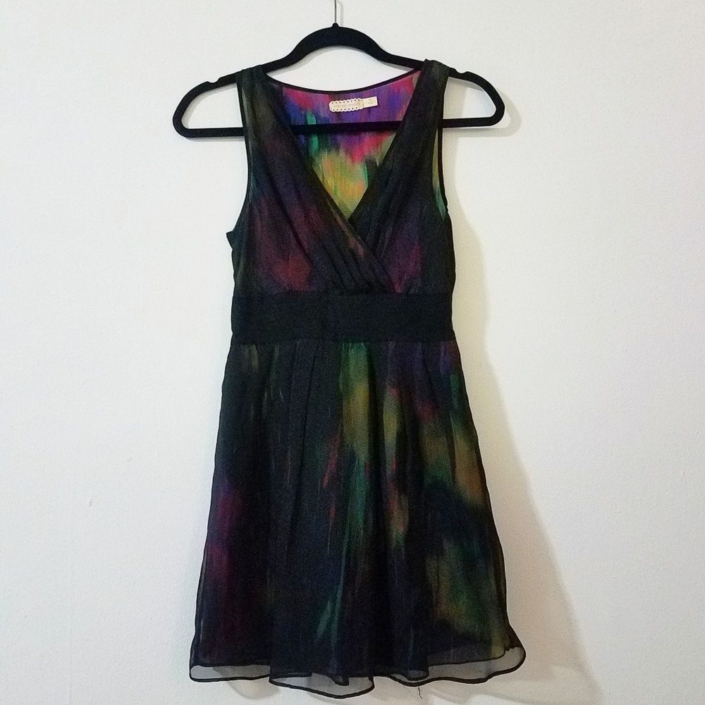 Black rainbow mesh babydoll dress